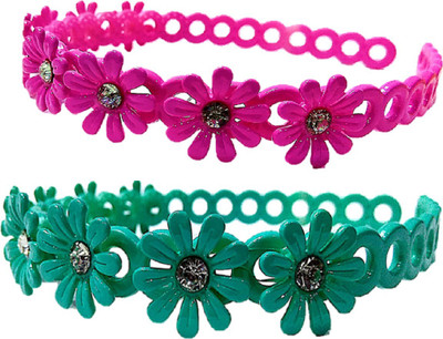 

Proplady Partywear Rhinestone Stud (Pack of 2) Princess Floral Tiara-Style Hair Band for Girls & Women|Wedding Hair Accessories|Designer Hair Band, Head Band, Hair Accessory Set(Pink, Turquoise)