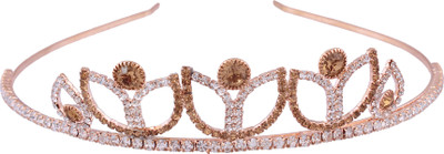 

AccessHer Wedding Collection, Party wear Rhinestone Studded Golden Metal Hair Band Crown Hair Band(Multicolor)