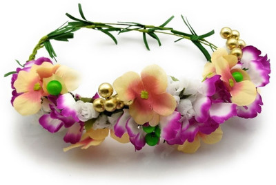 

Satyam Kraft Adjustable Wooden Stick Floral Tiara for Girls Floral Crown (Pink) Hair Accessory Set(Multicolor)