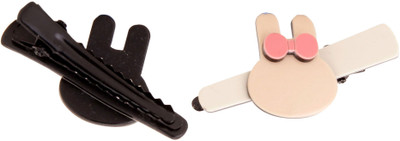 

NeedyBee Imported 2 Pc Bunny Rabbit White Alligator Clips for Newborn and Baby Girls Hair Clip(White)