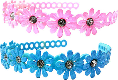 

Proplady Partywear Rhinestone Stud (Pack of 2) Princess Floral Tiara-Style Hair Band for Girls & Women|Wedding Hair Accessories|Designer Hair Band, Head Band, Hair Accessory Set(Blue, Pink)