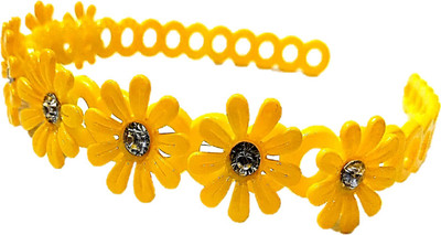 

Proplady Partywear Stylish Rhinestone Stud Princess Floral Tiara-Style Hair Band for Girls & Women|Wedding Hair Accessories|Designer Hair Band, Head Band, Hair Accessory Set(Yellow)