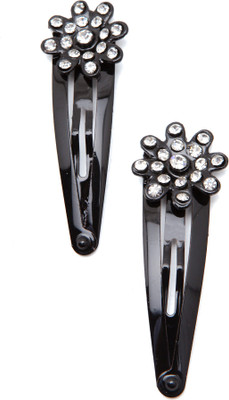

NeedyBee Crystal stone studded Tictac snap Hair Clips for Toddlers/Girls(Pack of Two) (Kids Hair Accessories) Hair Clip(Black)