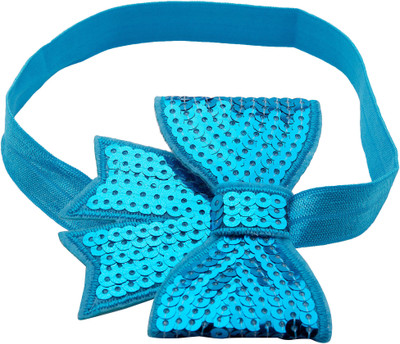 

NeedyBee Girls Headband with Sequined Bow - Blue Head Band(Blue)