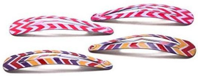 

NeedyBee 2 set printed snap tictac clip set for Baby Girls Hair Clips Zig Zag Printed Hair Clip(Orange)