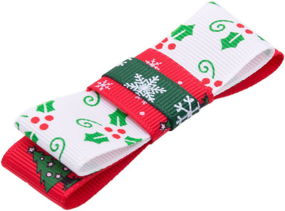 

NeedyBee Christmas Print Bow clip for Baby Girls Hair Clip(Red)
