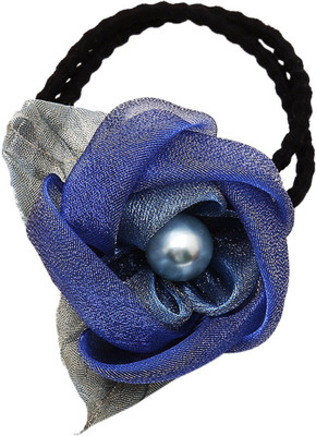 Sanjog Blue Colour Flower Rubber Band/Polytail Band For Girls/Women Hair Band(Blue)