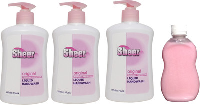 

Sheer Hand Wash White Musk 3X200ml +200ml Refill Extra(800 ml, Pump Dispenser, Pack of 4)