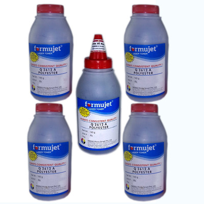 

Formujet 12A Polyester Toner Powder for Refilling Laser jet Toner Cartridge - Best result for HP 12A (Q2612A), Canon 303 - Set of 5 bottles X 140 g Single Color Ink Toner Powder(Black)