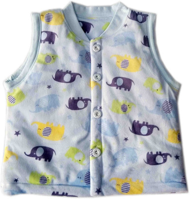 

Squnibee Sleeveless Printed Baby Boys & Baby Girls Jacket, Blue