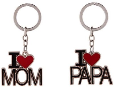 KRISHNA I Love Mom & Dad Combo Metal Keychain Key Chain