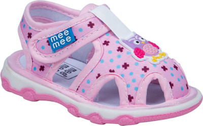 

MeeMee Girls Velcro Flats(Pink, Light pink