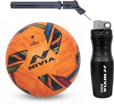 

Nivia Revolvo Orange Football With G2020 Sipper And Double action Pump Kit Football Kit