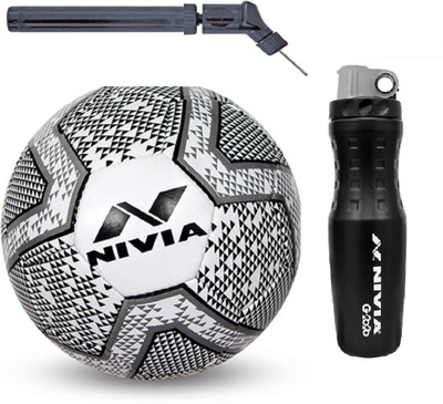 

Nivia Black & White Football With G2020 Sipper And Double action Pump Kit Football Kit