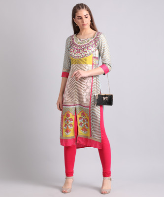 W Women Printed Straight Kurta(Multicolor)