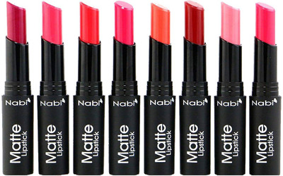 

Nabi Cosmetics Professional Matte Lipstick Set of 8 Premium Colors(Multicolor, 6.4 ml)