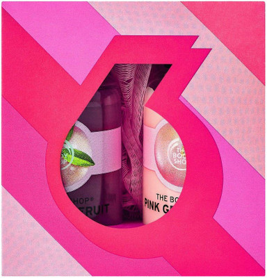 

The Body Shop Pink Grapefruit Treats Cube Gift Set, 3pc Bath and Body Gift Set of Travel Size Pink Grapefruit Body Care(50 g)