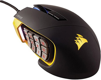 

Corsair Gaming SCIMITAR RGB MOBA/MMO Gaming Mouse, Key Slider Mechanical Buttons, 12000 DPI, Yellow Wired Optical Gaming Mouse(USB 3.0, Yellow)