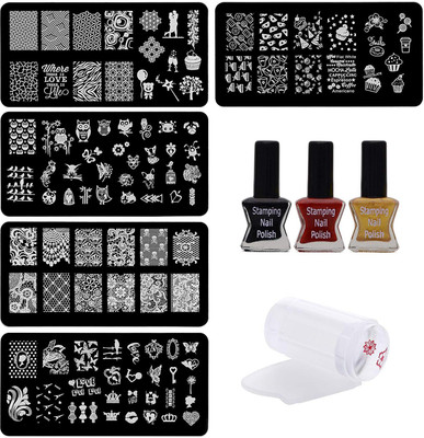 

Lifestyle-You Nail Stamping Kit with 5 Rectangular Image plates(Multi colour)