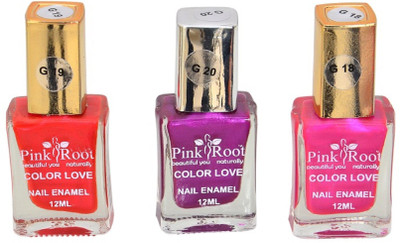 

Pink Root GLOSSY NAIL PAINTS G-NO.19-20-18 MULTI(Pack of 3)