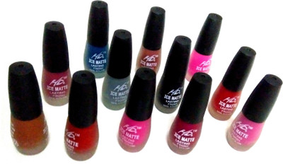 

Natural premium HD ice matte mat satin finish nail paint nail polish set of 12 red pink neon blue grey black pink majenta multiple(Pack of 12)
