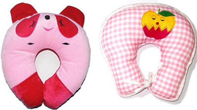 

EasyShop U shape 1 is Cotton and 1 is Valvet_Cartoon Neck Support baby Pillow for Children,made with best quality fabric with good looking_Pack of 2, Head Cover(Pink, RED), Red;pink