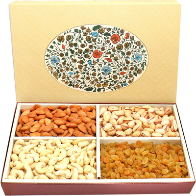 

Ghasitaram Gifts Dryfruits-4 Part Echo Print Dryfruit Box 600 gms(600 g, Vacuum Pack)