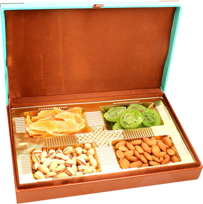 

Ghasitaram Gifts Dryfruits-Green Wooden Assorted Dryfruit Box 400 gms(400 g, Vacuum Pack)