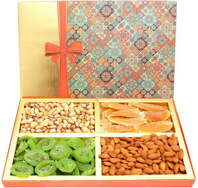 

Ghasitaram Gifts Dryfruits-Printed Bow Assorted Dryfruit Box 800 gms(800 g, Vacuum Pack)