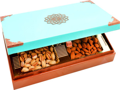 

Ghasitaram Gifts Dryfruits-Green Wooden Dryfruit Box 400 gms(400 g, Vacuum Pack)
