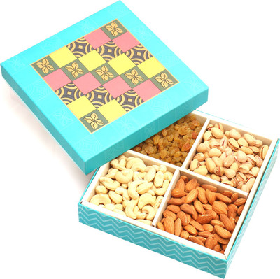 

Ghasitaram Gifts Dryfruits-Blue Colourful Dryfruit Box 400 gms(400 g, Vacuum Pack)