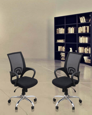 DZYN Furnitures Linen Office Executive Chair(Black, Set of 2)