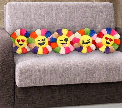 KUBER INDUSTRIES Down & Feather Smiley Cushion Pack of 5(Multicolor)