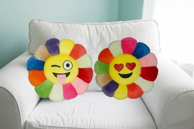 KUBER INDUSTRIES Down & Feather Smiley Cushion Pack of 2(Multicolor)