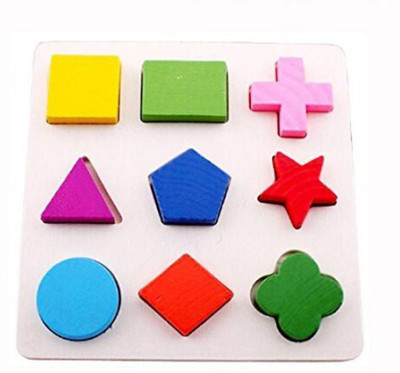 

Hnt Kids kids baby geometry whole block puzzle shape recognition early learning educational toy(multi colour)(10 Pieces)