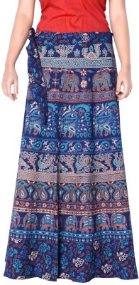 Sttoffa S Floral Print Women Wrap Around Dark Blue Skirt