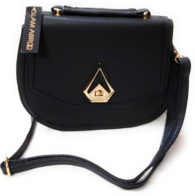 

GLAM ABROO Women Casual Black PU Sling Bag