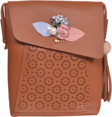 

Blossom Girls Casual Brown PU Sling Bag