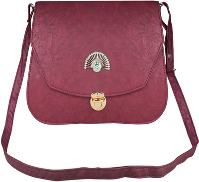 

MINAAR Women Evening/Party, Casual Maroon PU Sling Bag