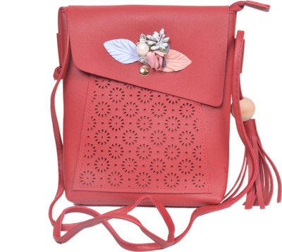 

Blossom Girls Casual Maroon PU Sling Bag