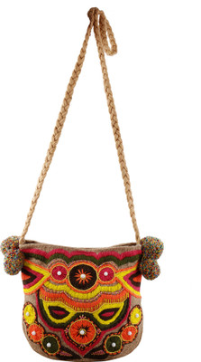 

Quirky Miss Women Evening/Party Multicolor Jute Sling Bag