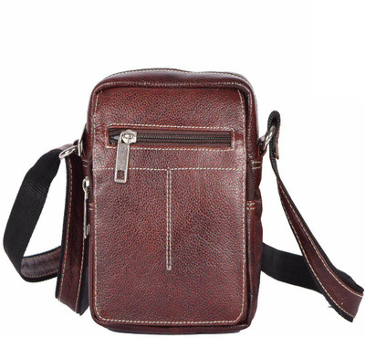 

SUMANNYA Men Casual Brown Genuine Leather Sling Bag