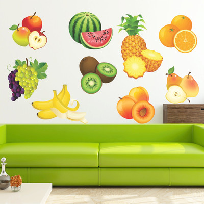 StickMe 100 cm Colourful Fruits Wall Sticker - SM 408 Self Adhesive Sticker(Pack of 1)