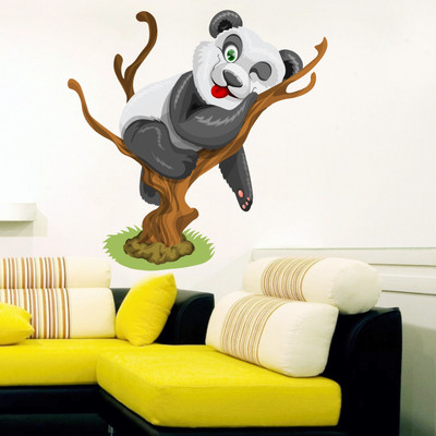 StickMe 100 cm Beautiful Panda Taking Rest On Tree Wall Sticker - SM 450 Self Adhesive Sticker(Pack of 1)