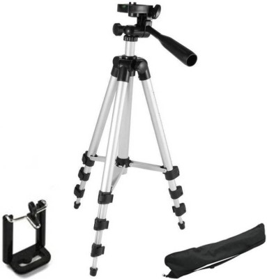 

techobucks Action camera Tripod-3110 Portable Adjustable Aluminum Lightweight Camera Stand With Three-Dimensional Head & Quick Release Plate For Canon Nikon Sony Cameras Camcorders and mobile holder Tri0pod tp011 (Silver & Black, Supports Up to 1500 g) Tr