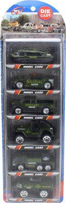 

BIG MONKEY TOYS Cast Metal Toy cars jeep & truck Model Set Of 6 (Multicolor)(Green)