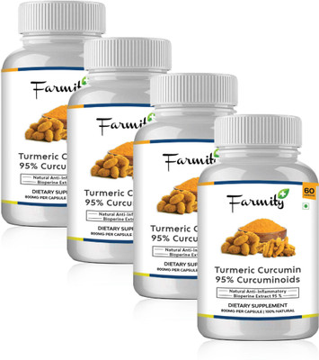 

Farmity Turmeric Curcumin 95% Curcuminoids with Bioperine Extract - 800mg Pack of 4(240 mg)