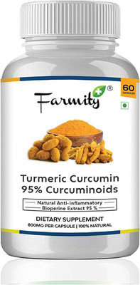 

Farmity Turmeric Curcumin 95% Curcuminoids with Bioperine Extract - 800mg 60 Caps(60 No)