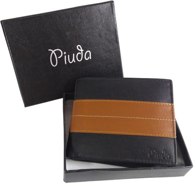 

piuda Men Brown, Black Genuine Leather Wallet(10 Card Slots), Black;brown