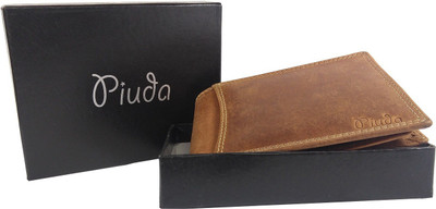 

piuda Men Brown Genuine Leather Wallet(9 Card Slots)